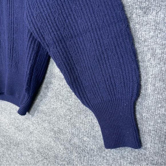 Vintage Men’s Large Longchamp Paris Blue 100% Wool Crewneck Knit Made in Italy - Picture 5 of 7